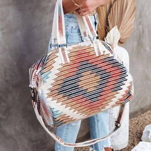 Aztec Woven Tribal Duffle Bag Weekender Bag